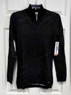 SmartWool Women's Medium Intraknit Thermal Base Layer Top Zip Black NWT